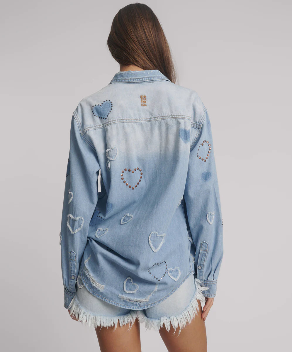 ONE TEASPOON // Studded Everyday Denim Shirt BLUE HEART