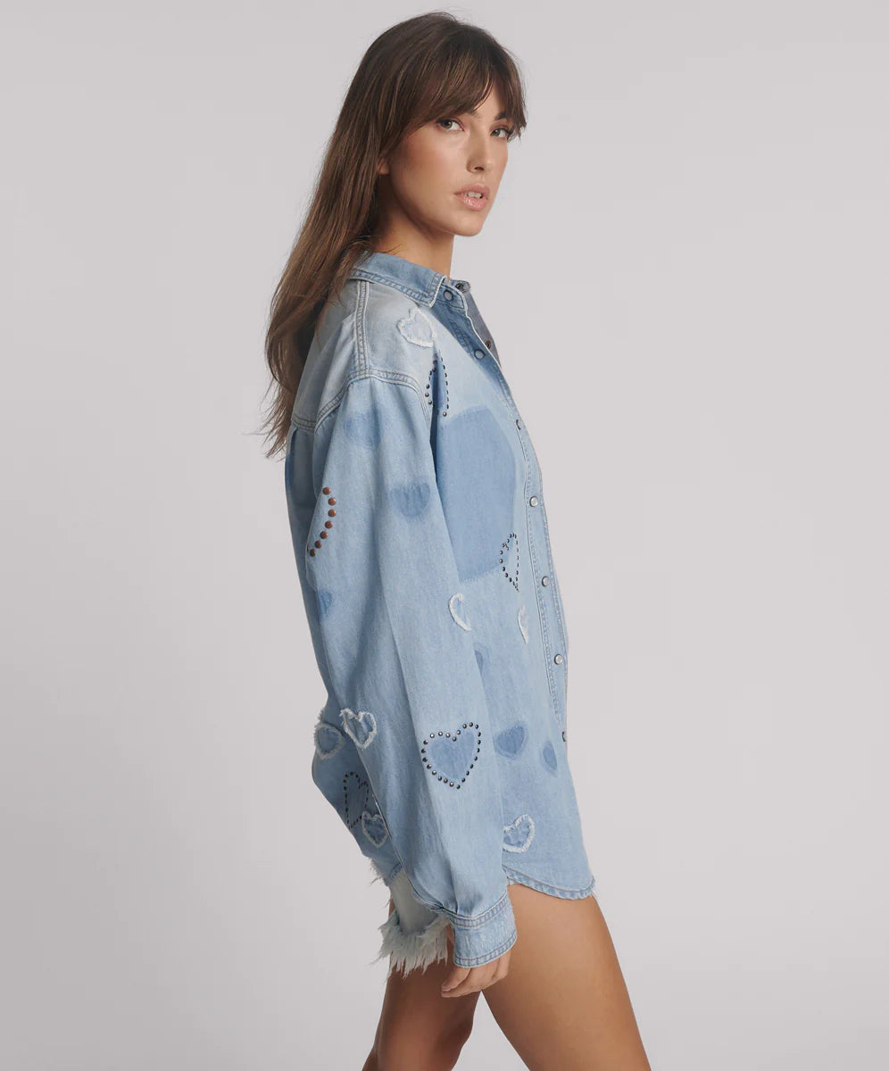 ONE TEASPOON // Studded Everyday Denim Shirt BLUE HEART