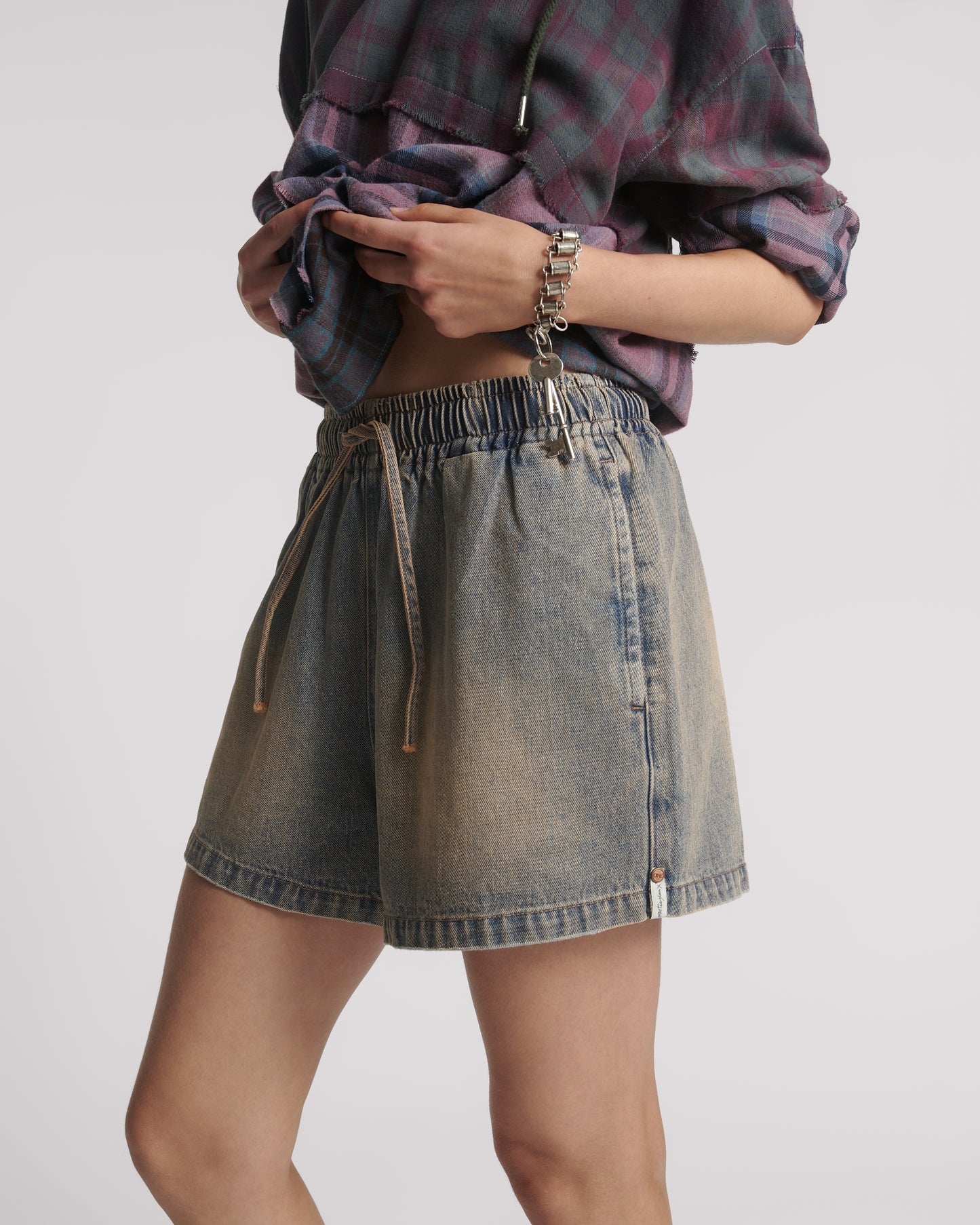 ONE TEASPOON // Denim Boxer Short ISLAND BLUE