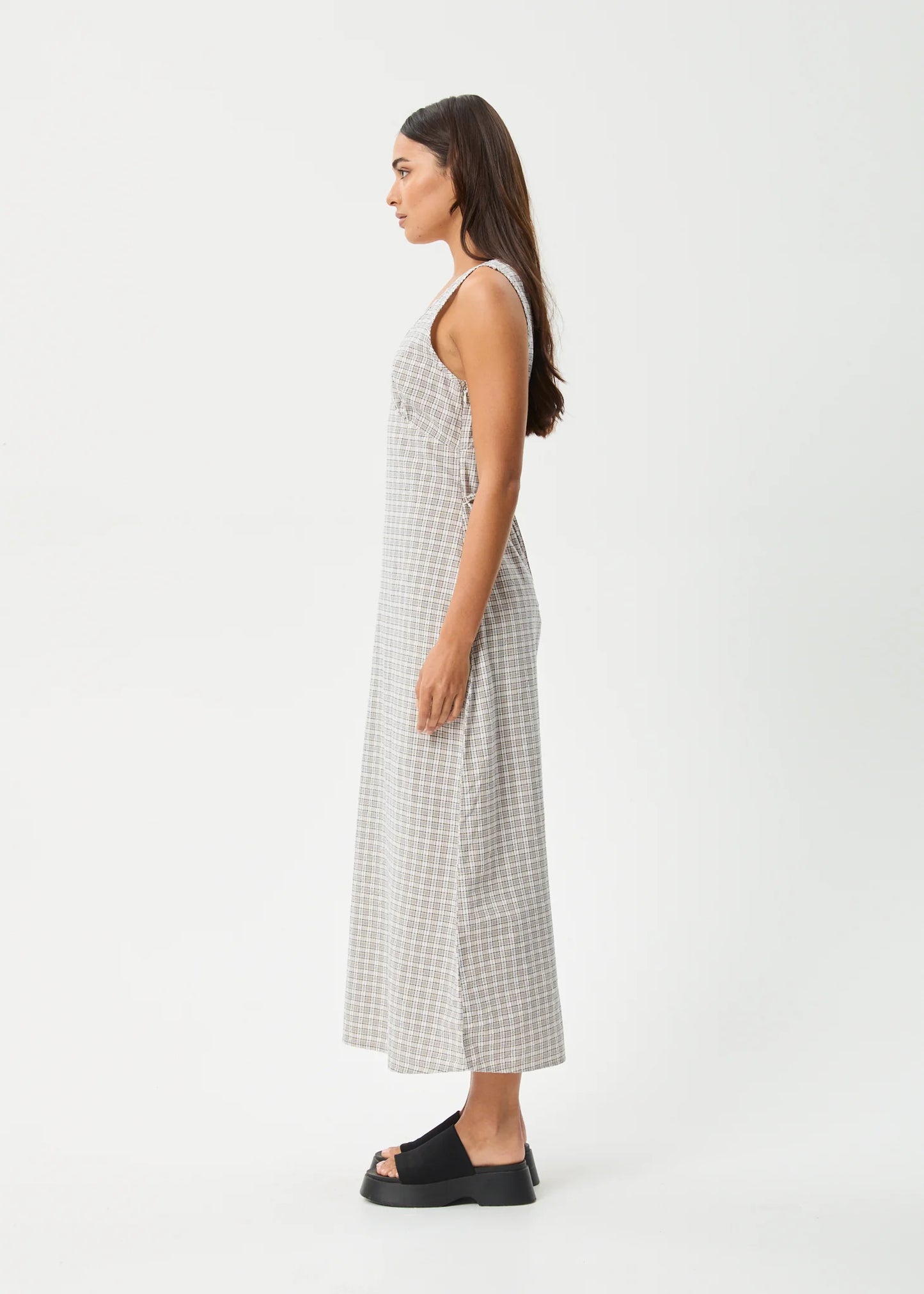 AFENDS // Drew Maxi Dress TAUPE CHECK