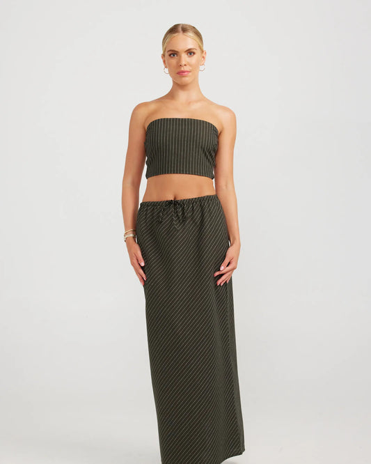 CHARLIE HOLIDAY // Tessa Maxi Skirt PIN STRIPE