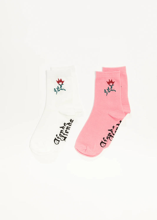 AFENDS // The Rose Recycled Socks Two Pack PINK