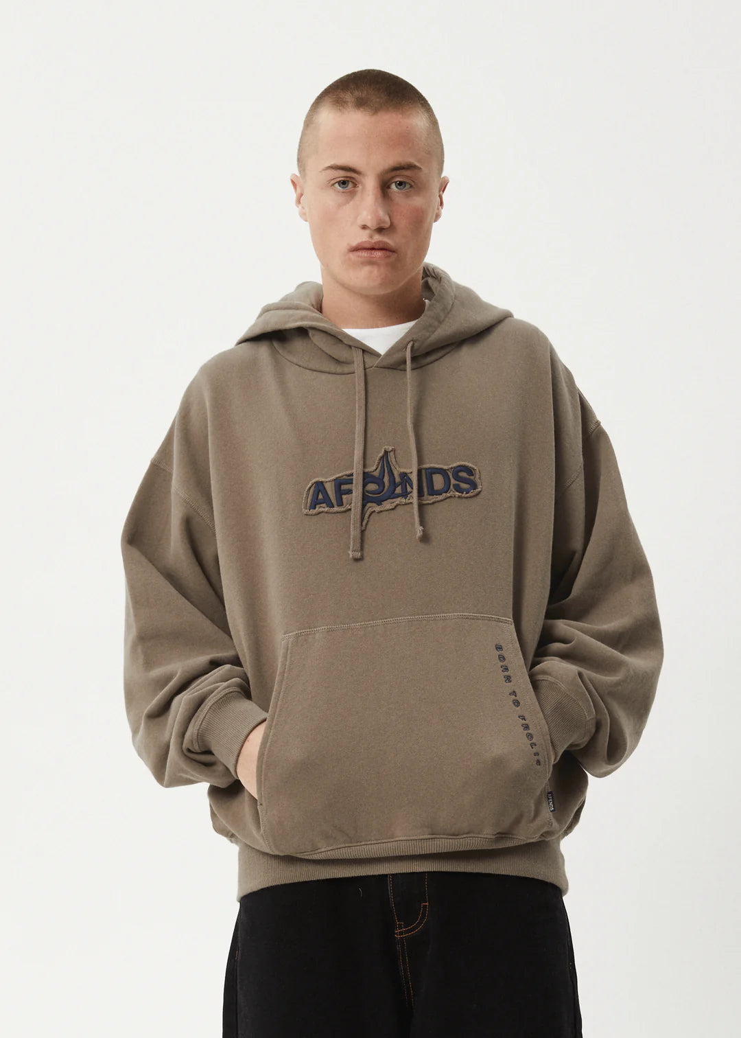 AFENDS // Antic Boxy Pull On Hood FOSSIL