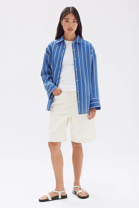 ASSEMBLY LABEL // Ayla Stripe Long Sleeve Shirt ROYAL/WHITE