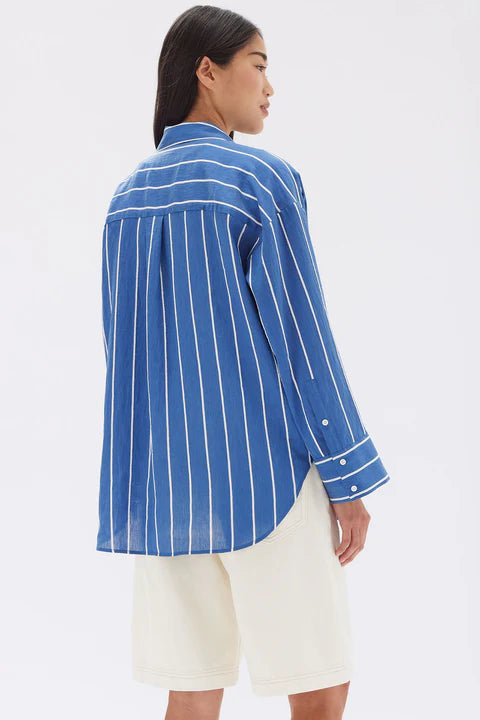 ASSEMBLY LABEL // Ayla Stripe Long Sleeve Shirt ROYAL/WHITE