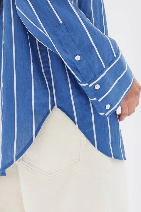 ASSEMBLY LABEL // Ayla Stripe Long Sleeve Shirt ROYAL/WHITE