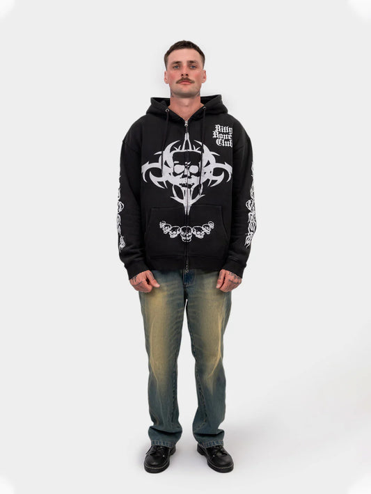 BILLY BONES // Anarchy Zip Up Hood VINTAGE BLACK