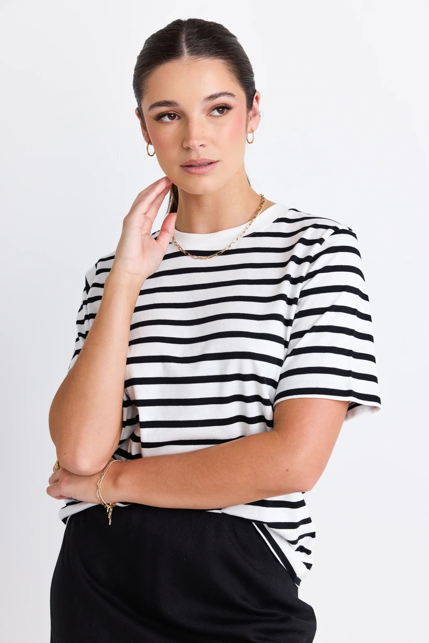 RE:UNION LABEL // Binding Stripy Boxy Fit Tee BLACK/WHITE