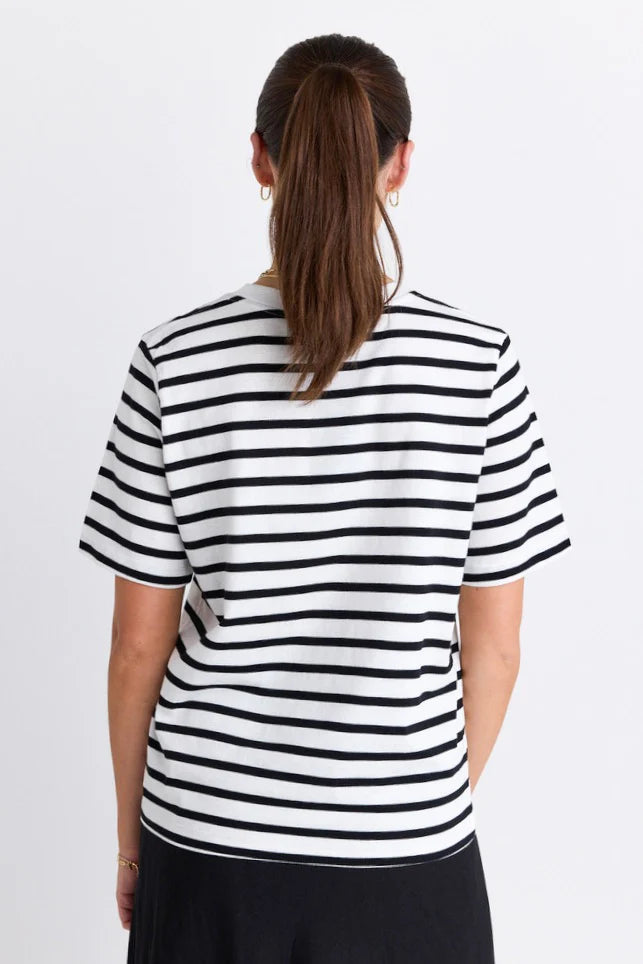 RE:UNION LABEL // Binding Stripy Boxy Fit Tee BLACK/WHITE