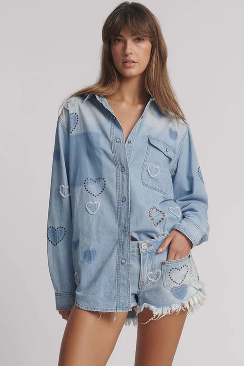 ONE TEASPOON // Studded Everyday Denim Shirt BLUE HEART