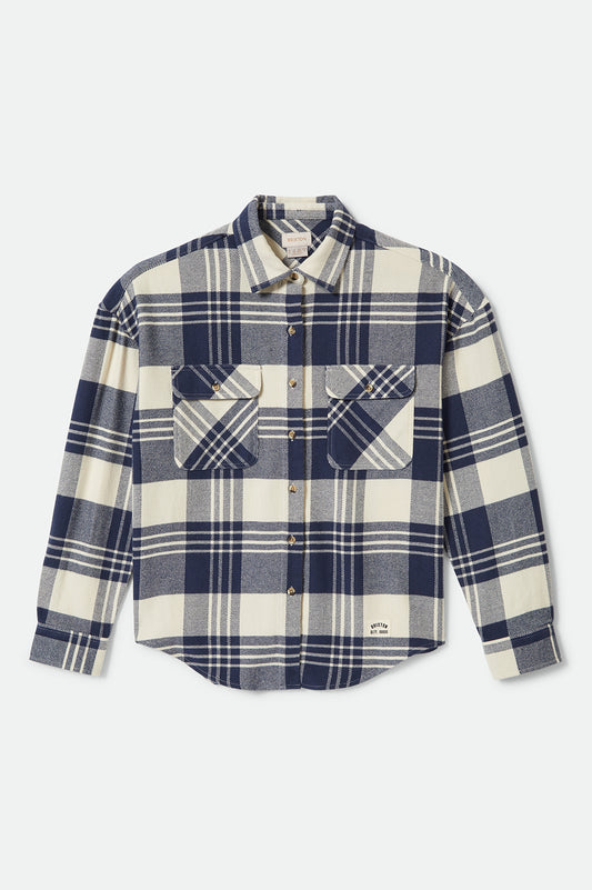 BRIXTON // Bowery Classic Flannel AZURE BLUE/WHITE