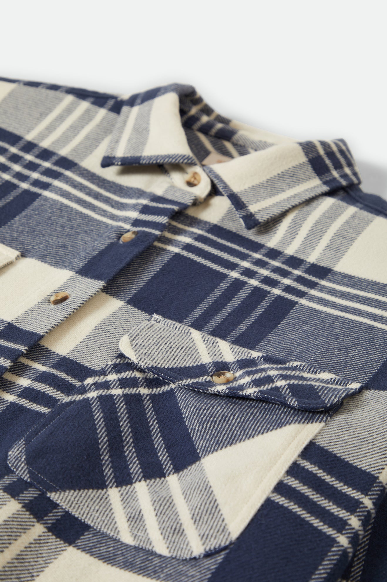 BRIXTON // Bowery Classic Flannel AZURE BLUE/WHITE