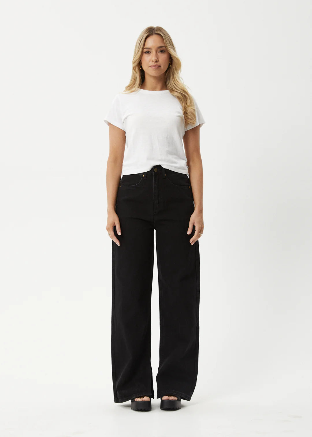 AFENDS // Bella Wide Leg Baggy Jean WASHED BLACK