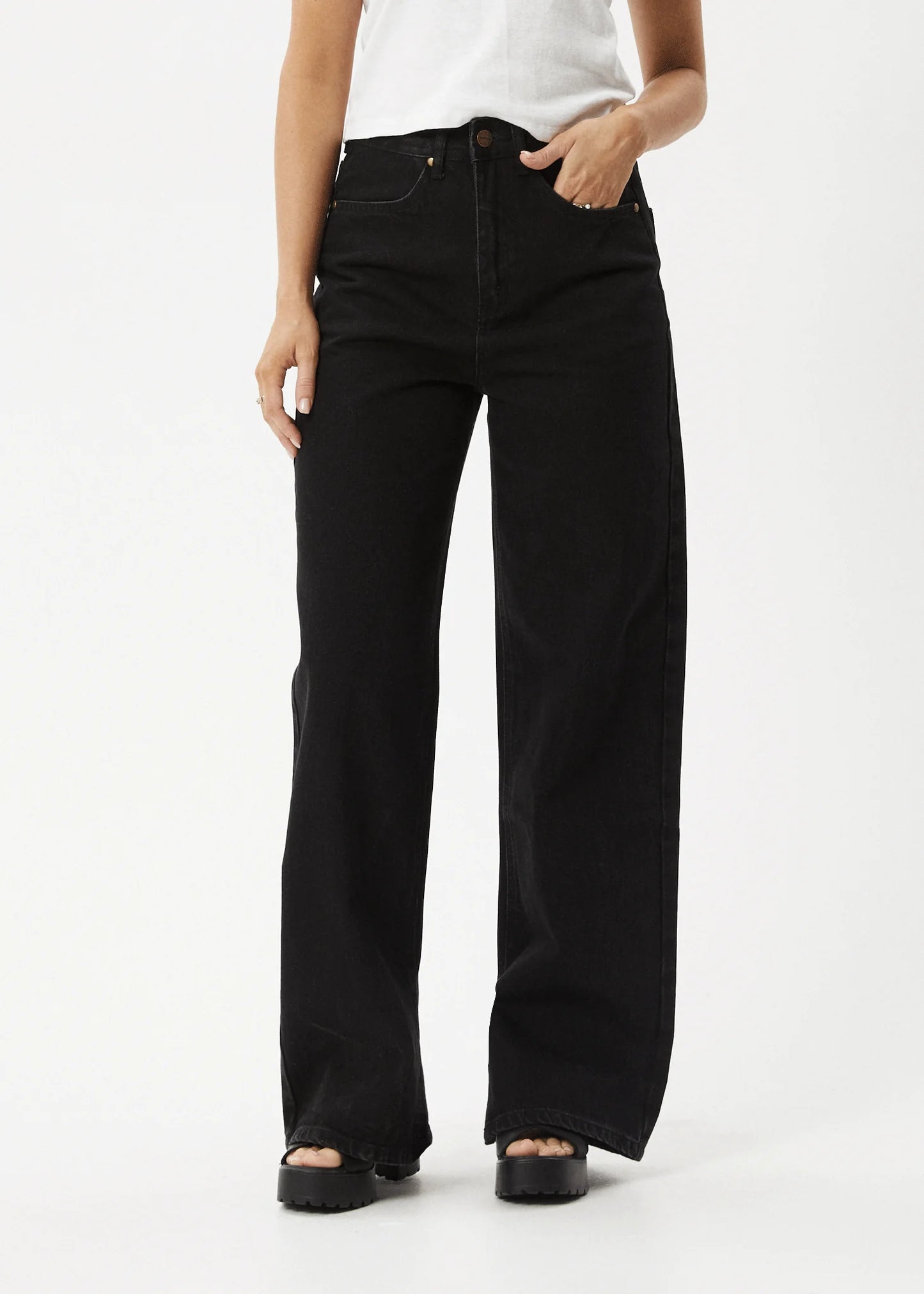 AFENDS // Bella Wide Leg Baggy Jean WASHED BLACK