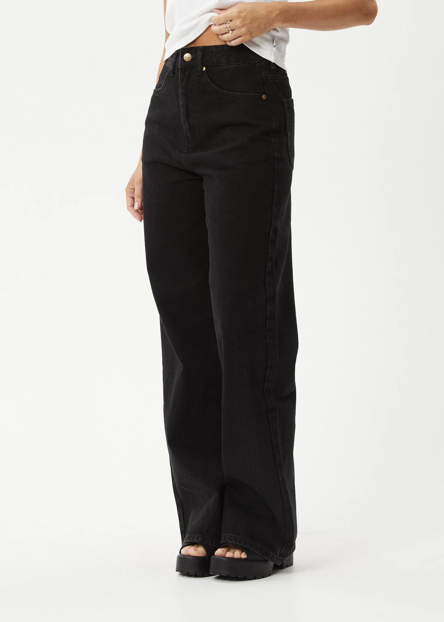 AFENDS // Bella Wide Leg Baggy Jean WASHED BLACK