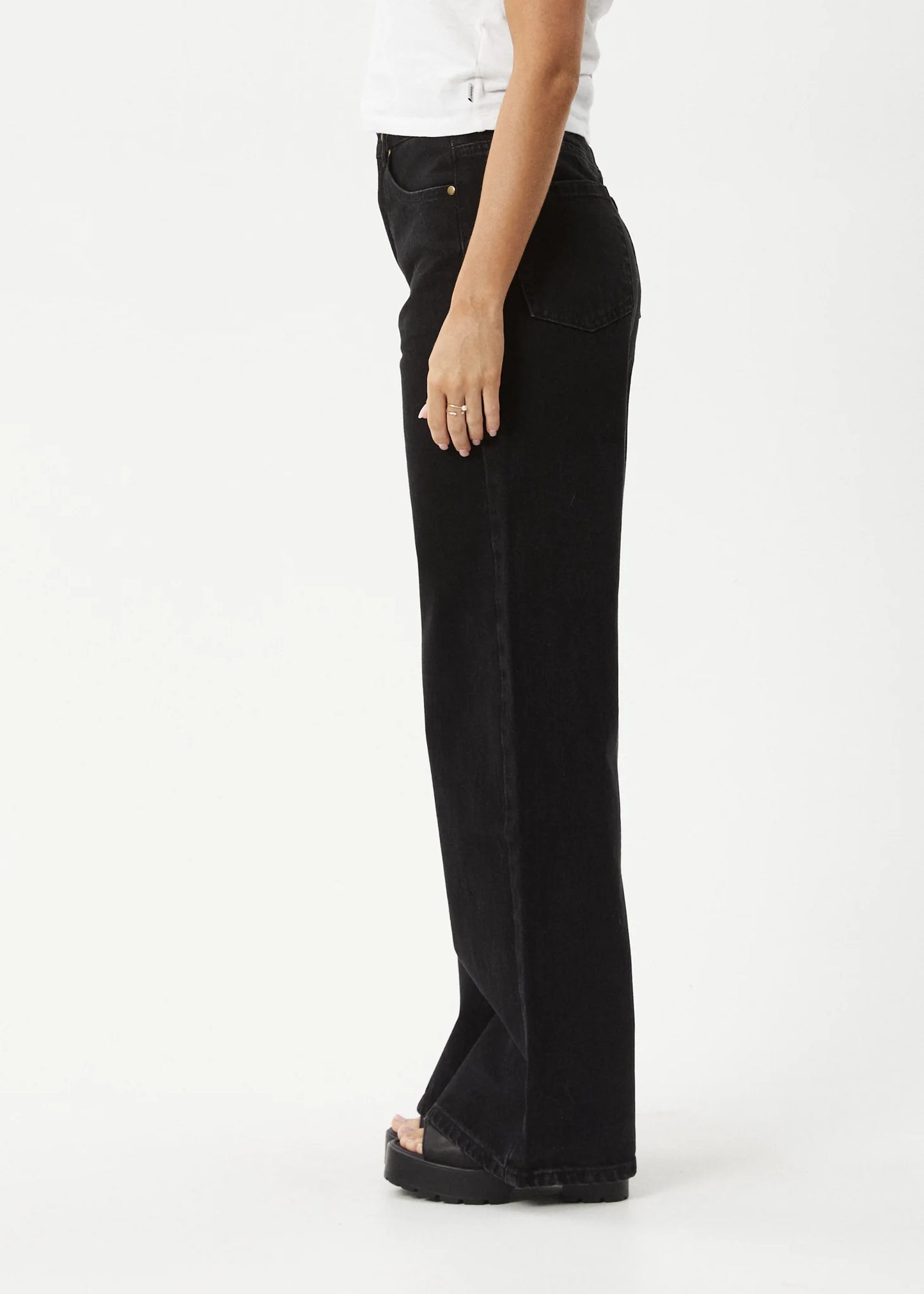 AFENDS // Bella Wide Leg Baggy Jean WASHED BLACK