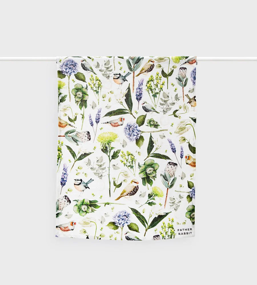 FATHER RABBIT // Tea Towel BOTANICA CREAM