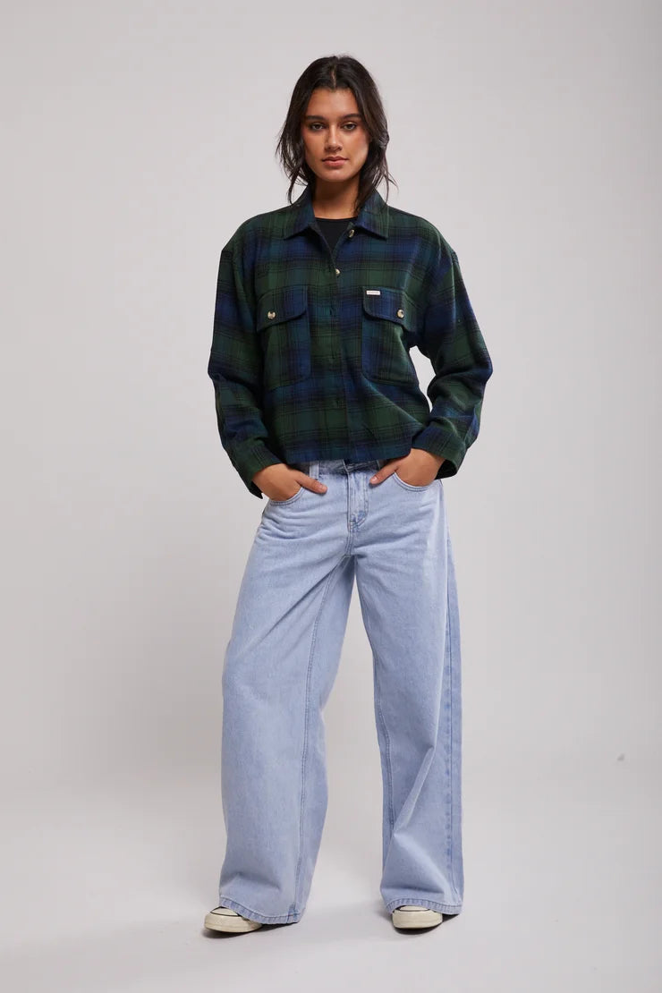 BRIXTON // Bowery LS Flannel PINE NEEDLE/DEEP SEA