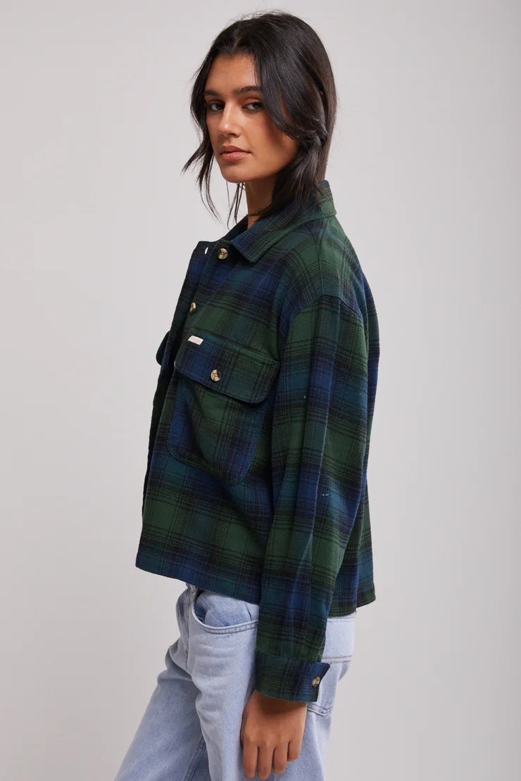 BRIXTON // Bowery LS Flannel PINE NEEDLE/DEEP SEA