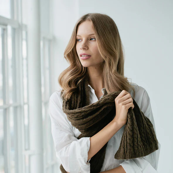 S O P H I E // Cosy Cable Scarf KHAKI