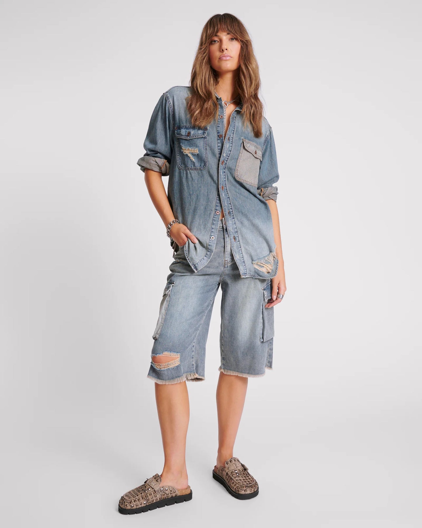 ONE TEASPOON // Everyday Denim Shirt DIRTY BLUE