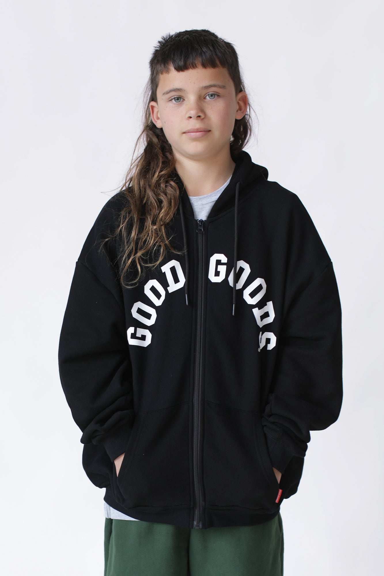 GOOD GOODS // Dillon Zip Hood VARSITY PRINT BLACK