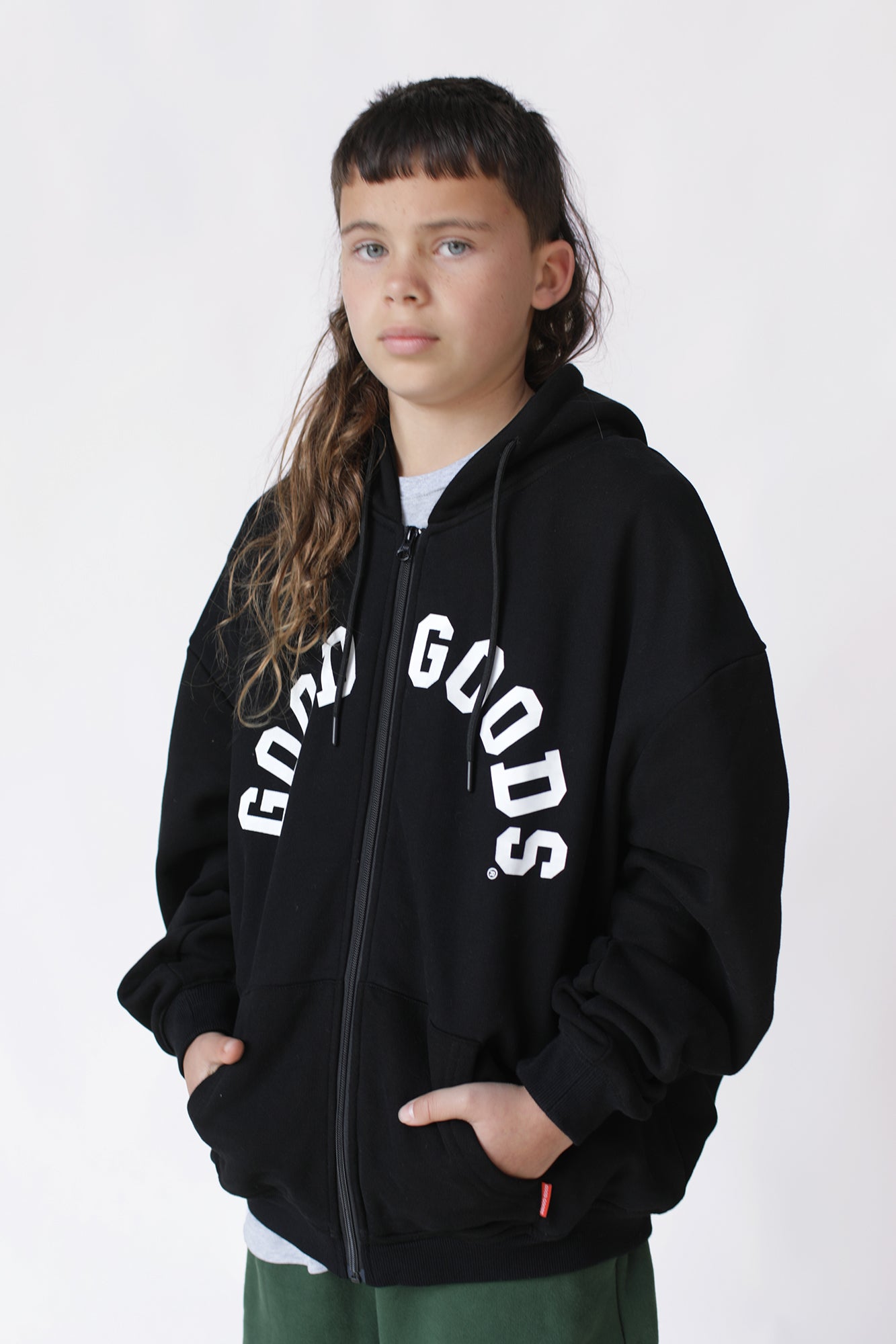 GOOD GOODS // Dillon Zip Hood VARSITY PRINT BLACK