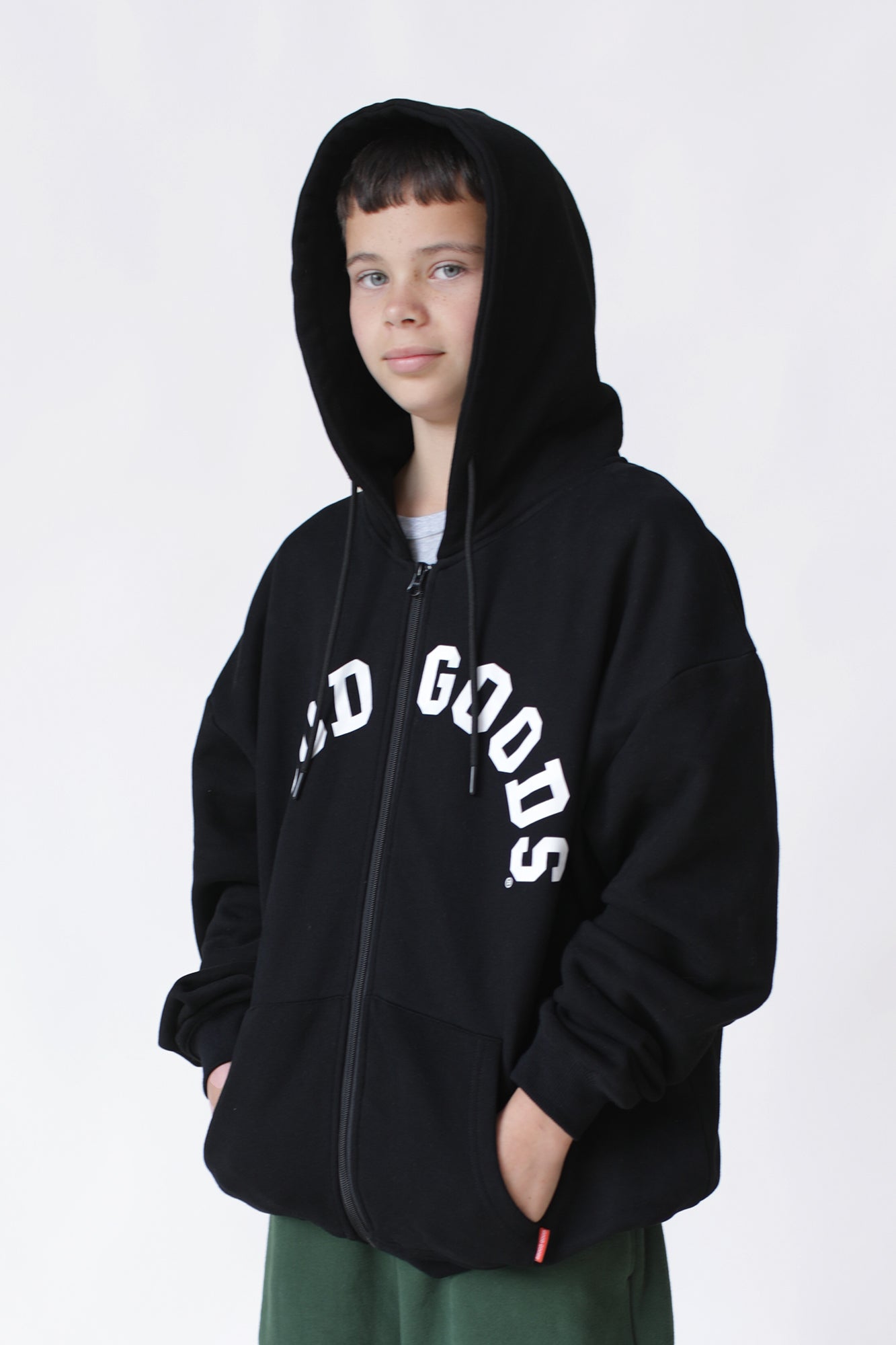 GOOD GOODS // Dillon Zip Hood VARSITY PRINT BLACK