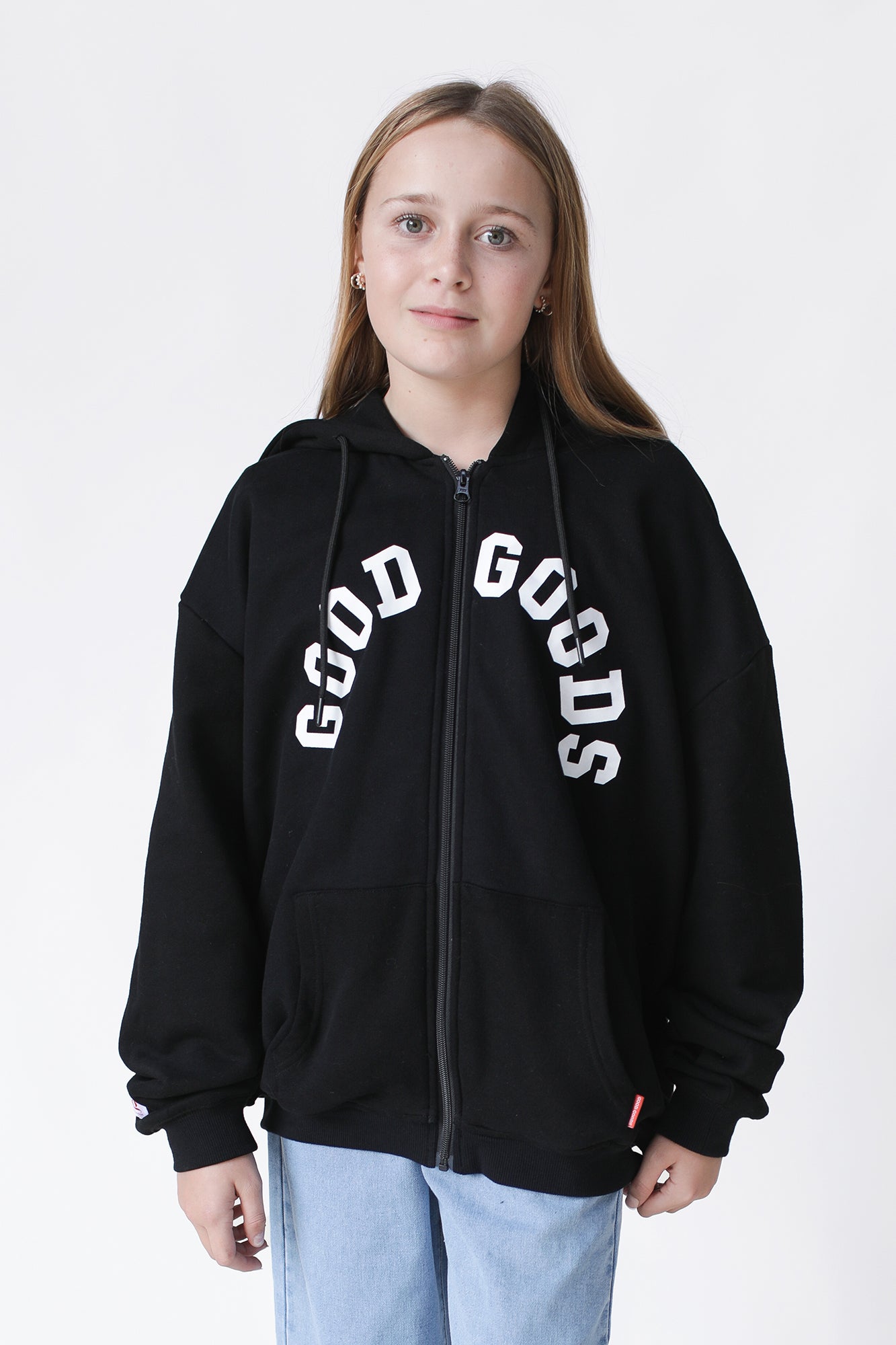 GOOD GOODS // Dillon Zip Hood VARSITY PRINT BLACK