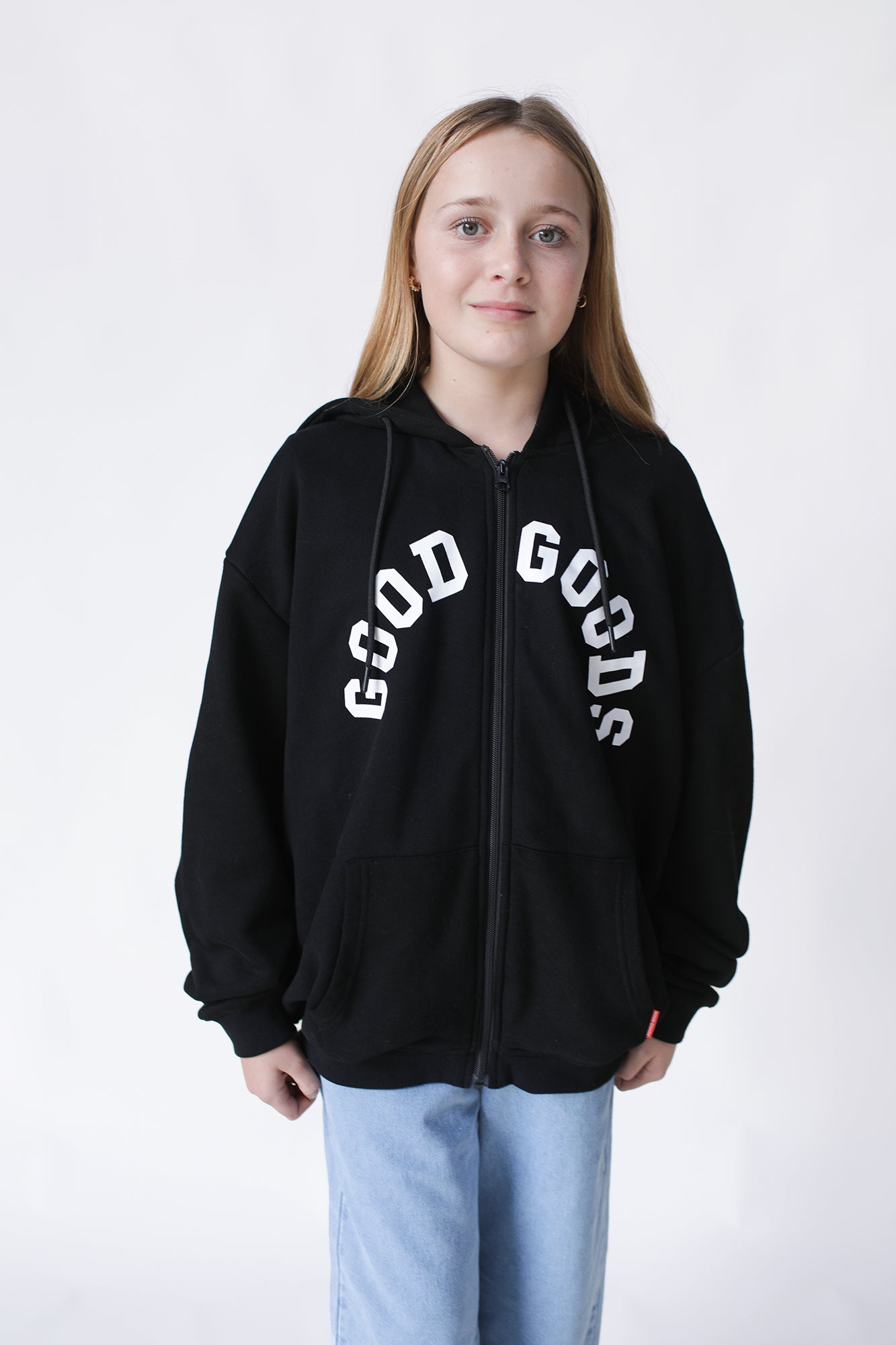 GOOD GOODS // Dillon Zip Hood VARSITY PRINT BLACK