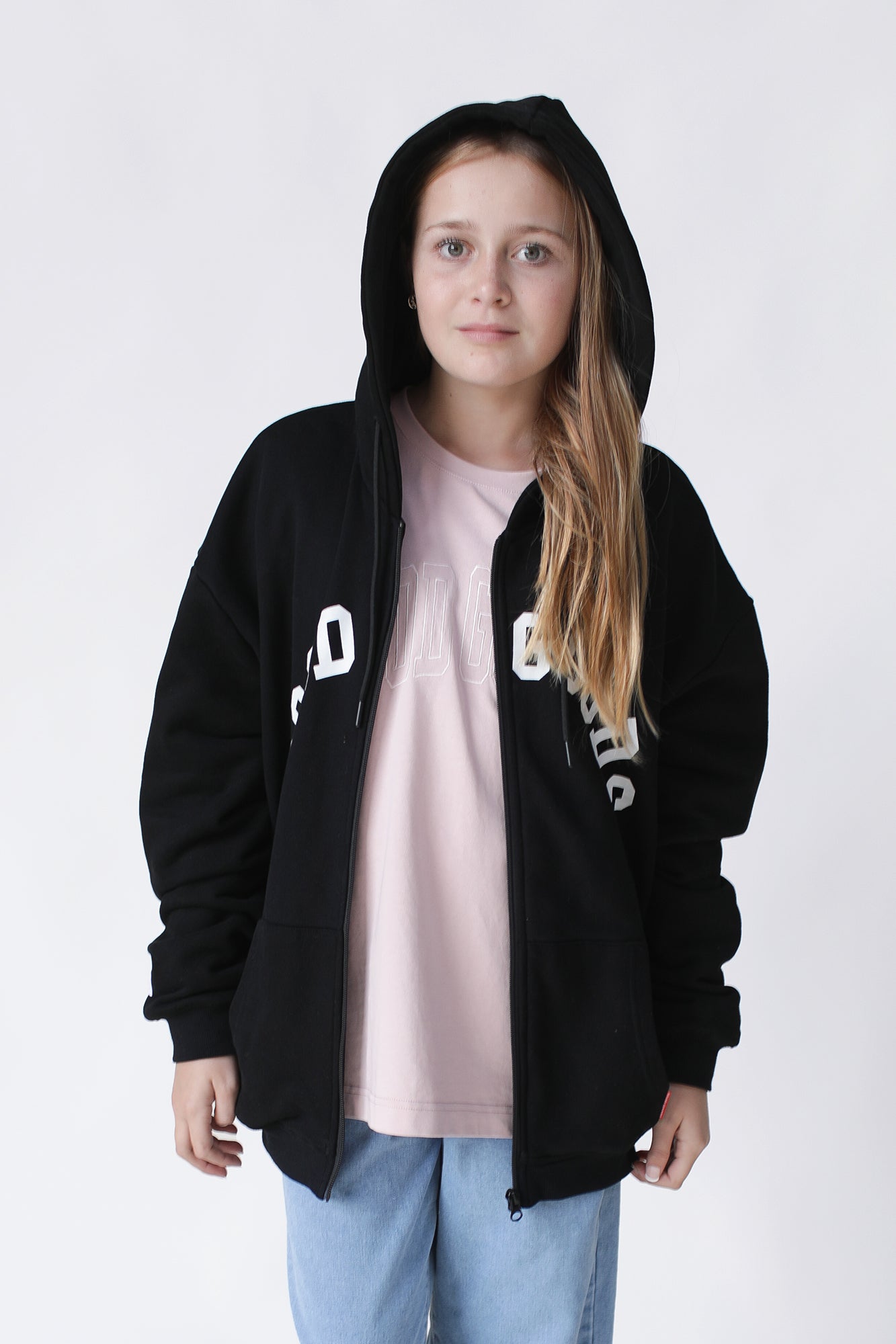 GOOD GOODS // Dillon Zip Hood VARSITY PRINT BLACK