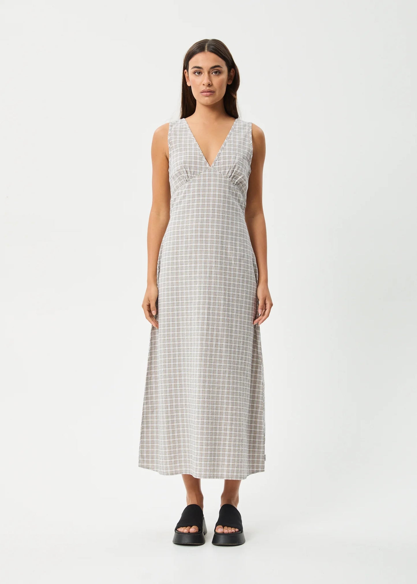 AFENDS // Drew Maxi Dress TAUPE CHECK