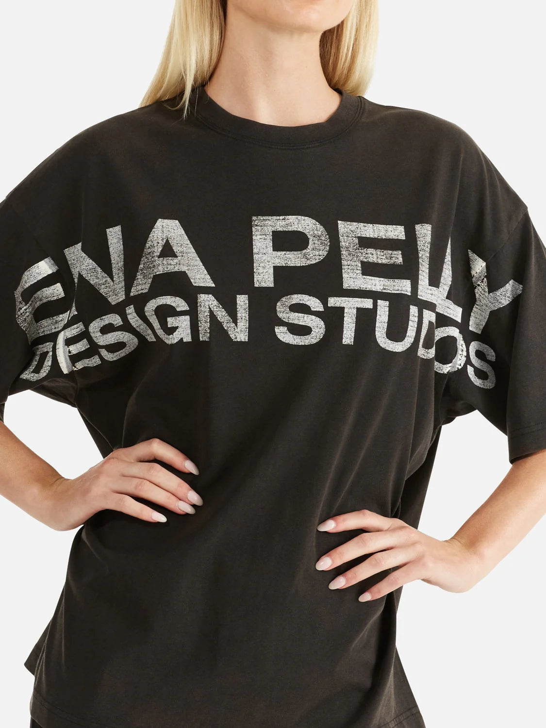 ENA PELLY // Supersized Logo Tee WASHED BLACK