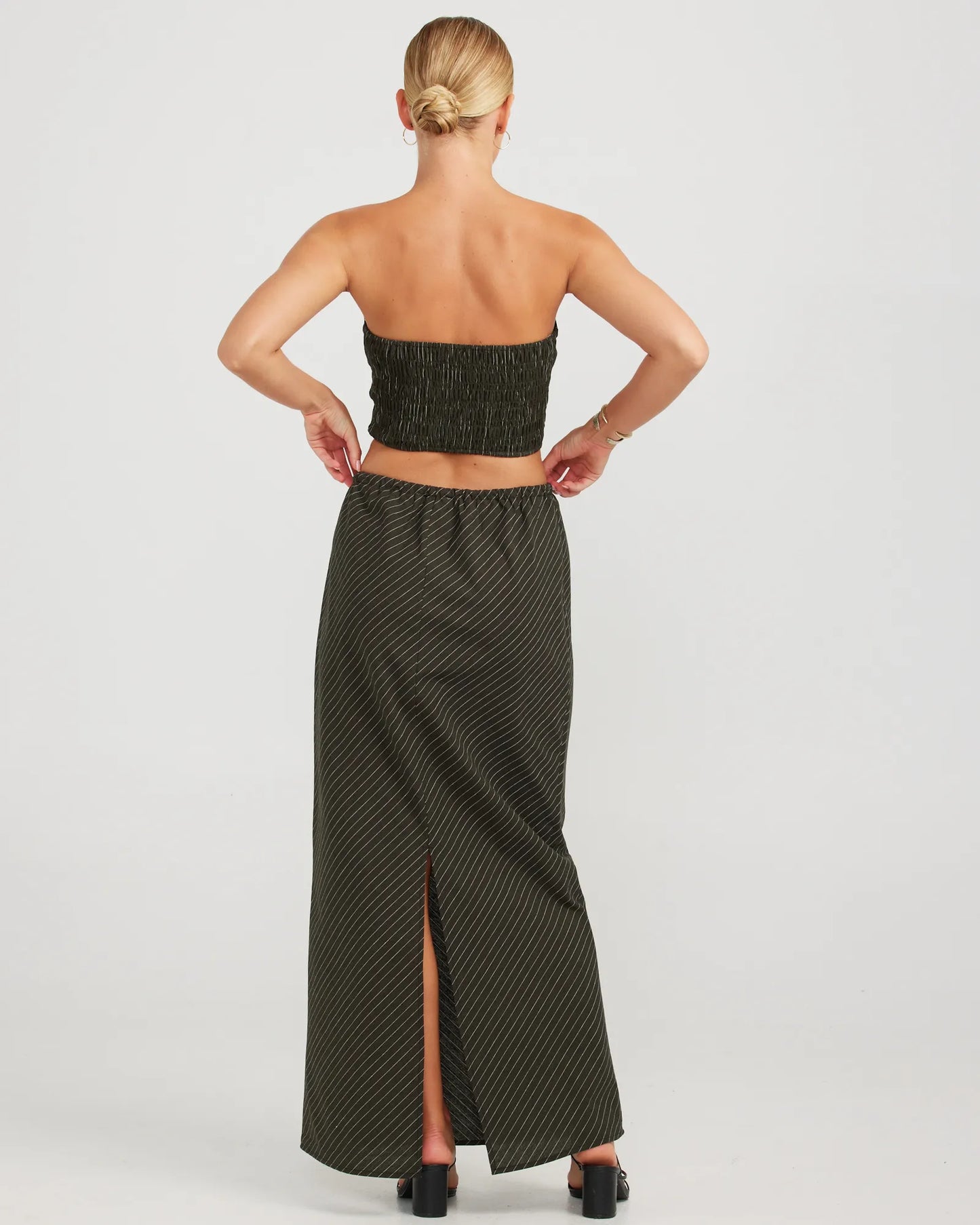 CHARLIE HOLIDAY // Tessa Maxi Skirt PIN STRIPE