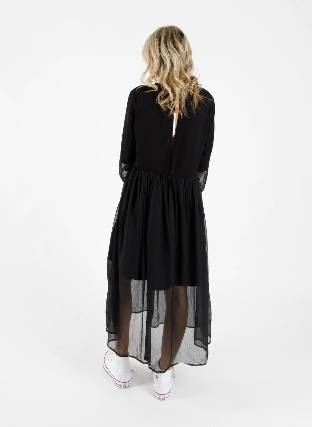 FEDERATION // Sheer Tier Dress BLACK