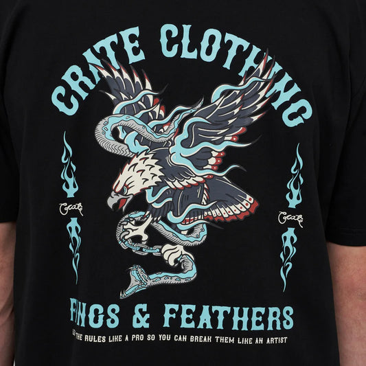 CRATE // Fangs & Feathers Tee BLACK/GLOW IN THE DARK