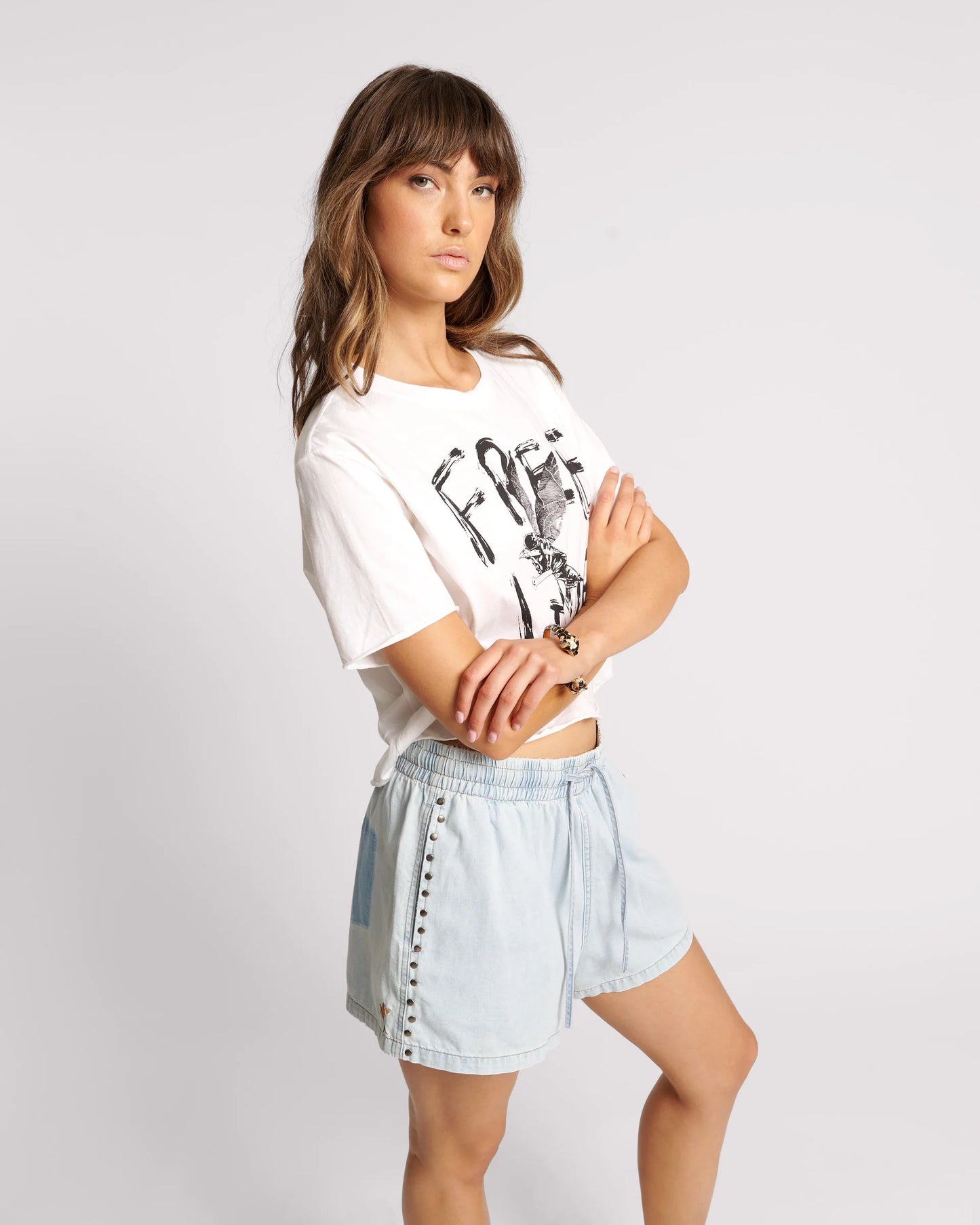 ONE TEASPOON // Free Love Cropped Tee WHITE