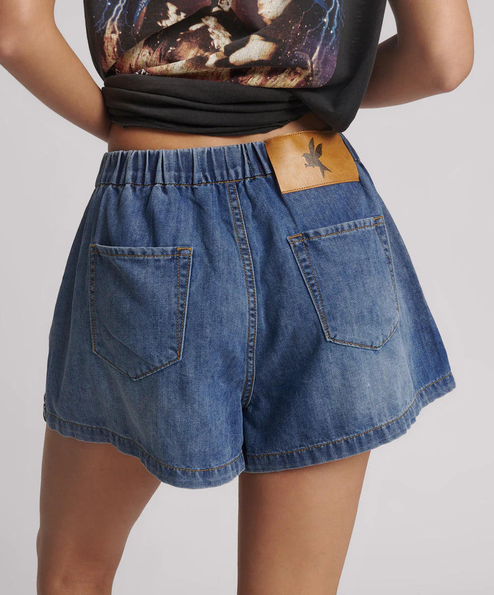 ONE TEASPOON // Hi Waist Funks Denim Short BLUE LOVE