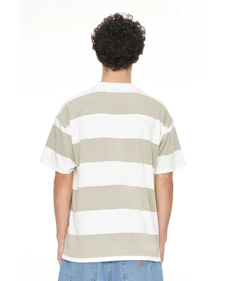 HUFFER // Stripe Block Tee MOONROCK CHALK