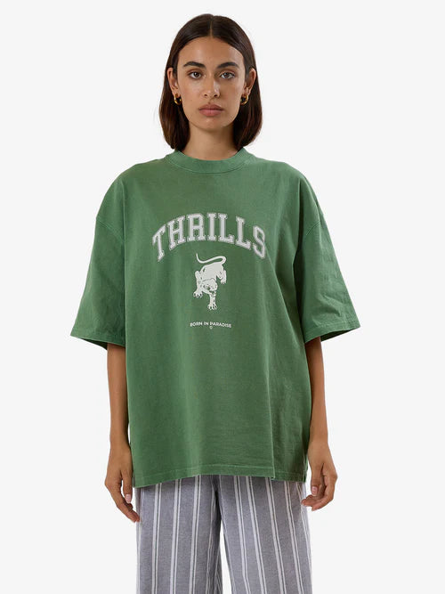 THRILLS // Hard Knocks Oversized Tee ELM GREEN FADE