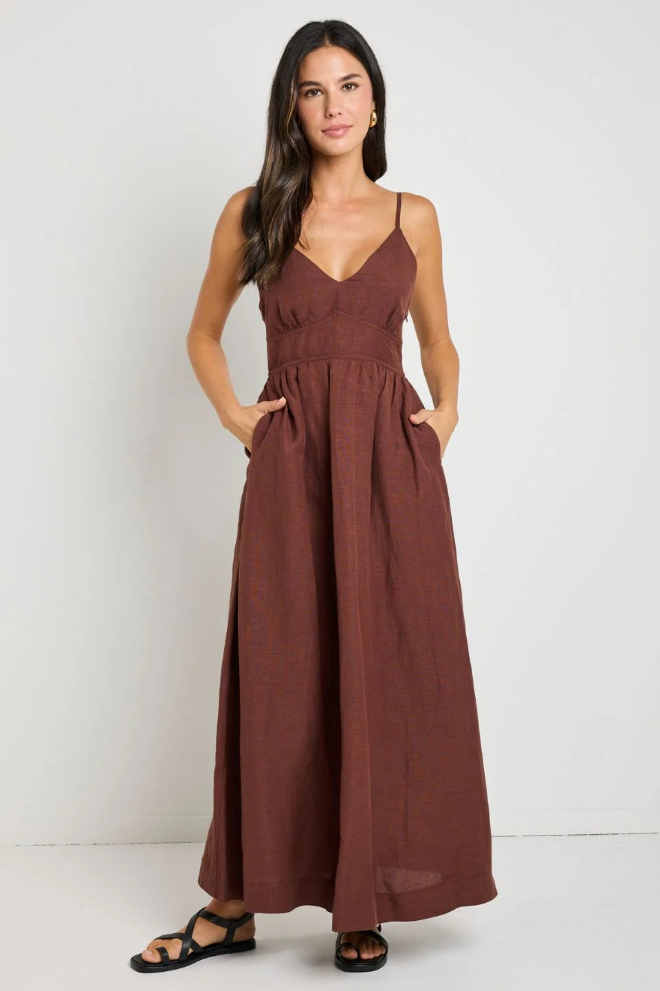 RE:UNION LABEL // Heat Strappy Tie Back Dress CHOCOLATE