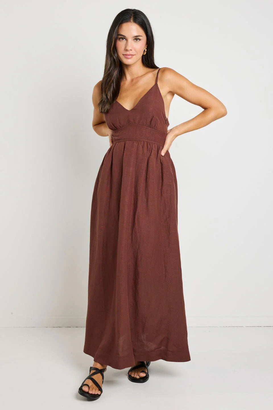 RE:UNION LABEL // Heat Strappy Tie Back Dress CHOCOLATE