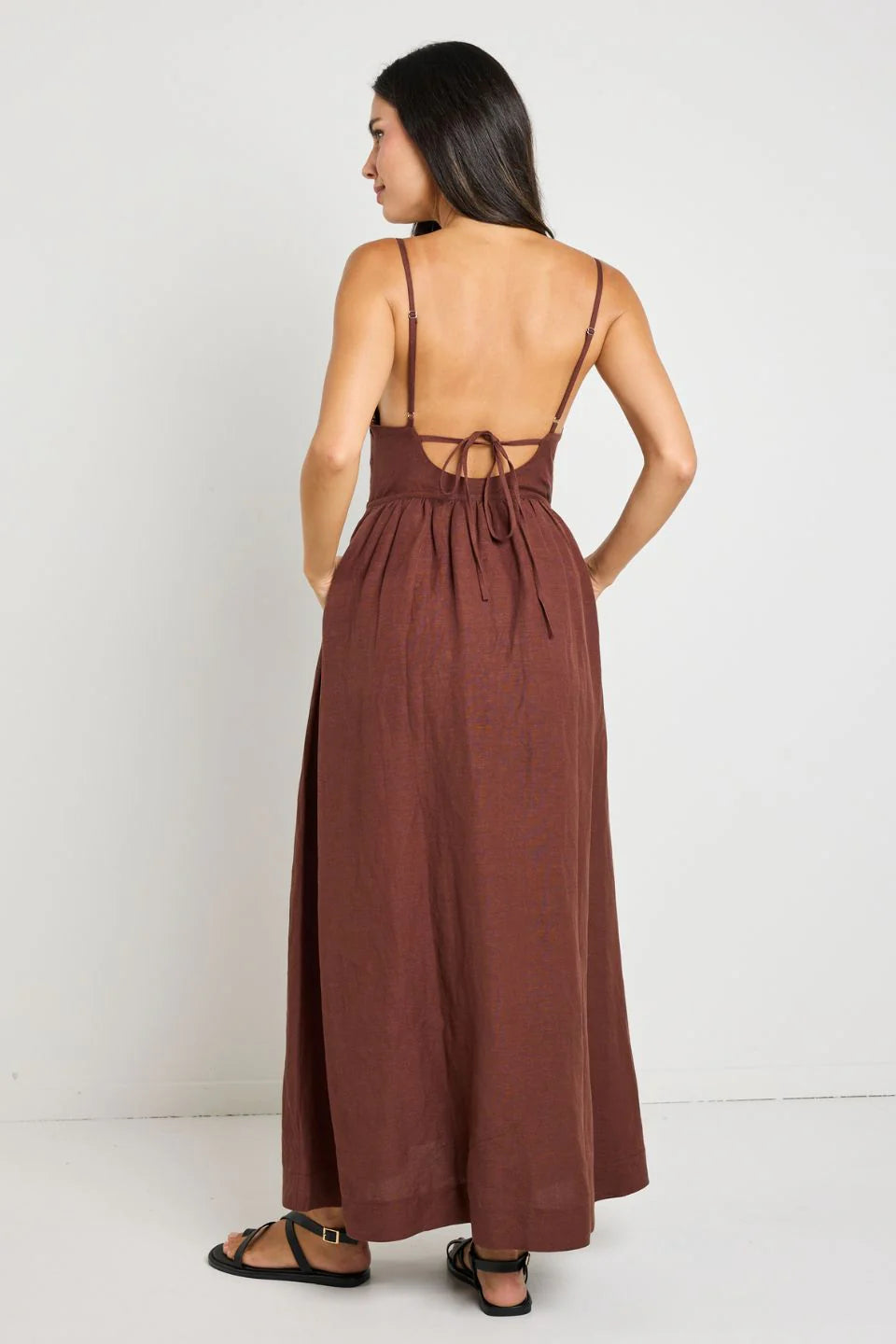 RE:UNION LABEL // Heat Strappy Tie Back Dress CHOCOLATE