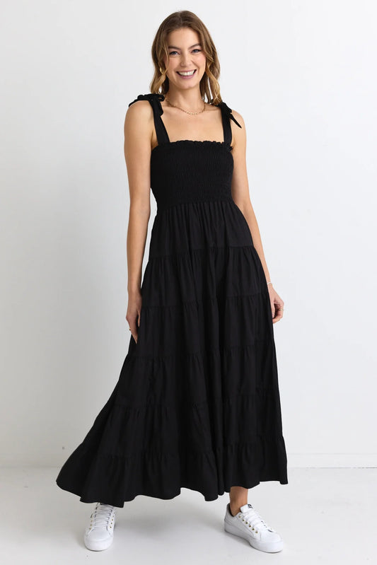 IVY + JACK // Isabella Strappy Tiered Maxi Dress BLACK