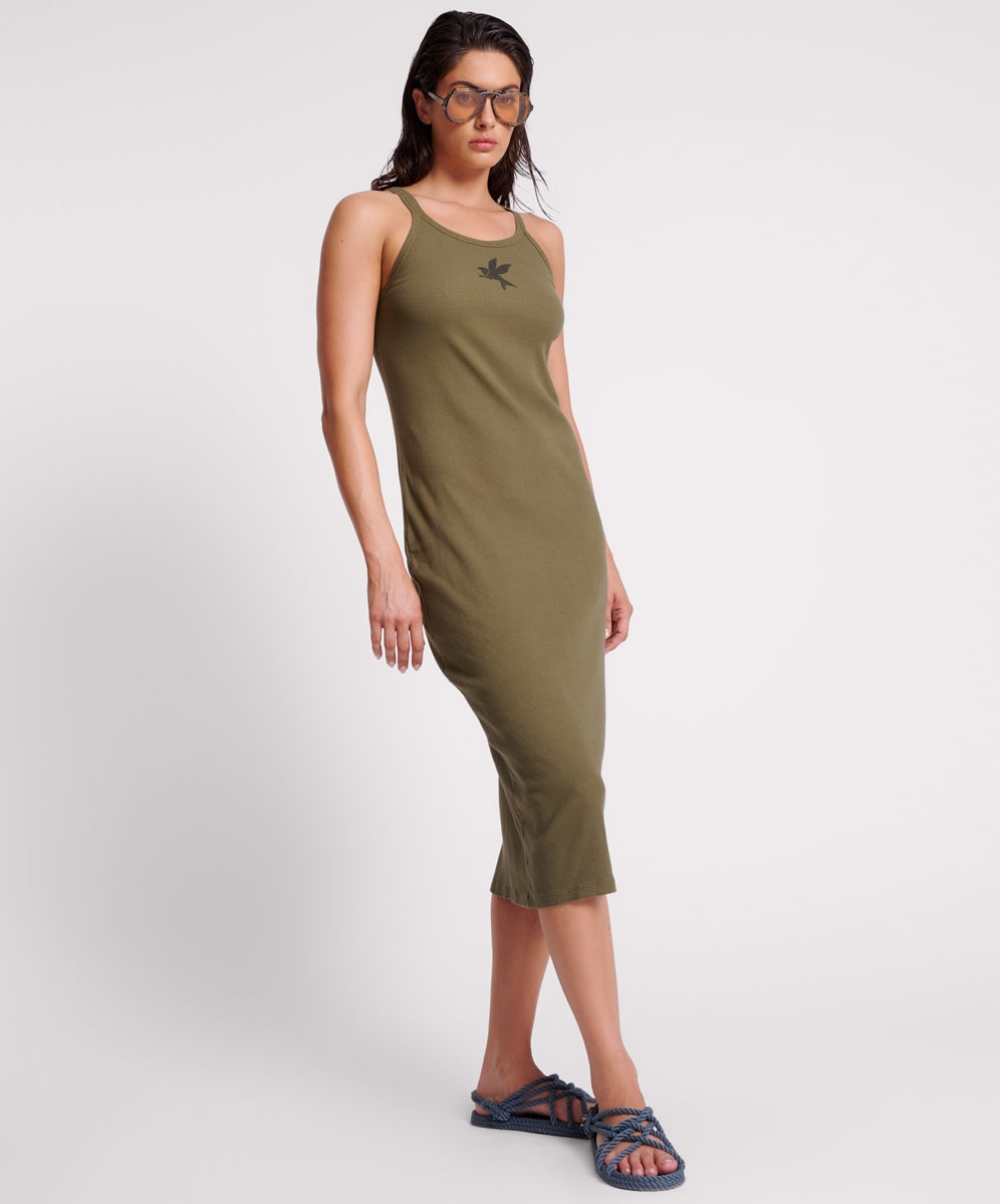 ONE TEASPOON // Rib Singlet Midi Dress KHAKI