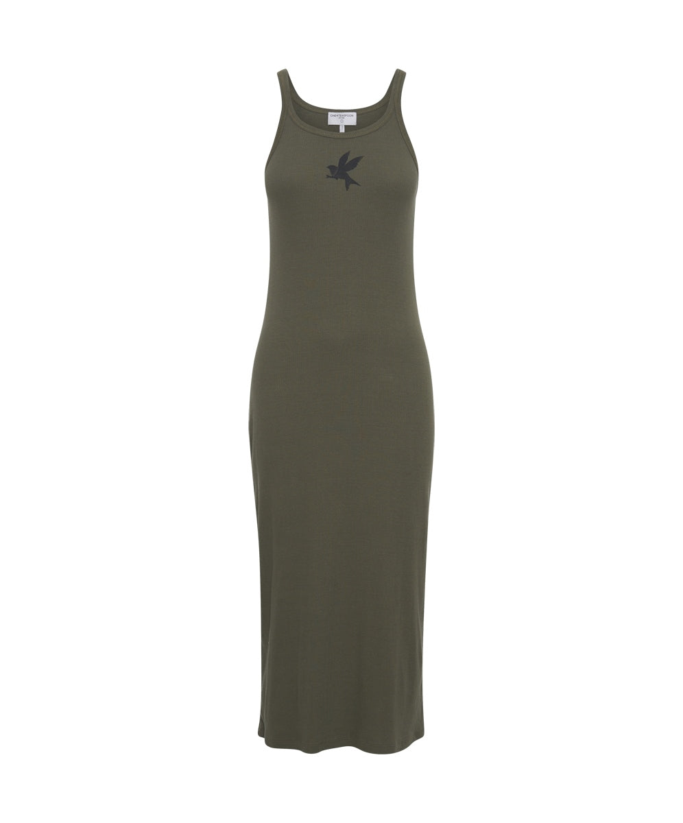 ONE TEASPOON // Rib Singlet Midi Dress KHAKI