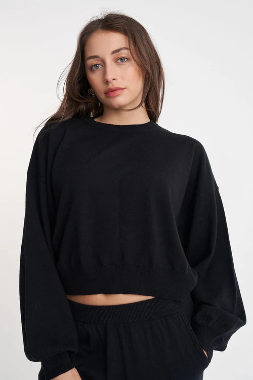 HUFFER // Bella Merino Crop Knit BLACK