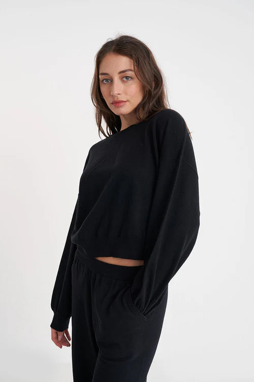 HUFFER // Bella Merino Crop Knit BLACK