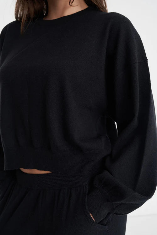 HUFFER // Bella Merino Crop Knit BLACK