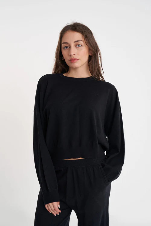 HUFFER // Bella Merino Crop Knit BLACK